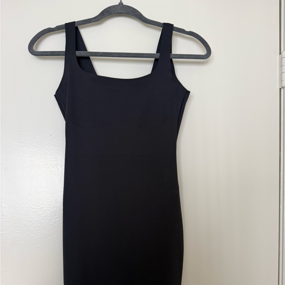 SKIMS Black Square-Neck Mini Tank Dress